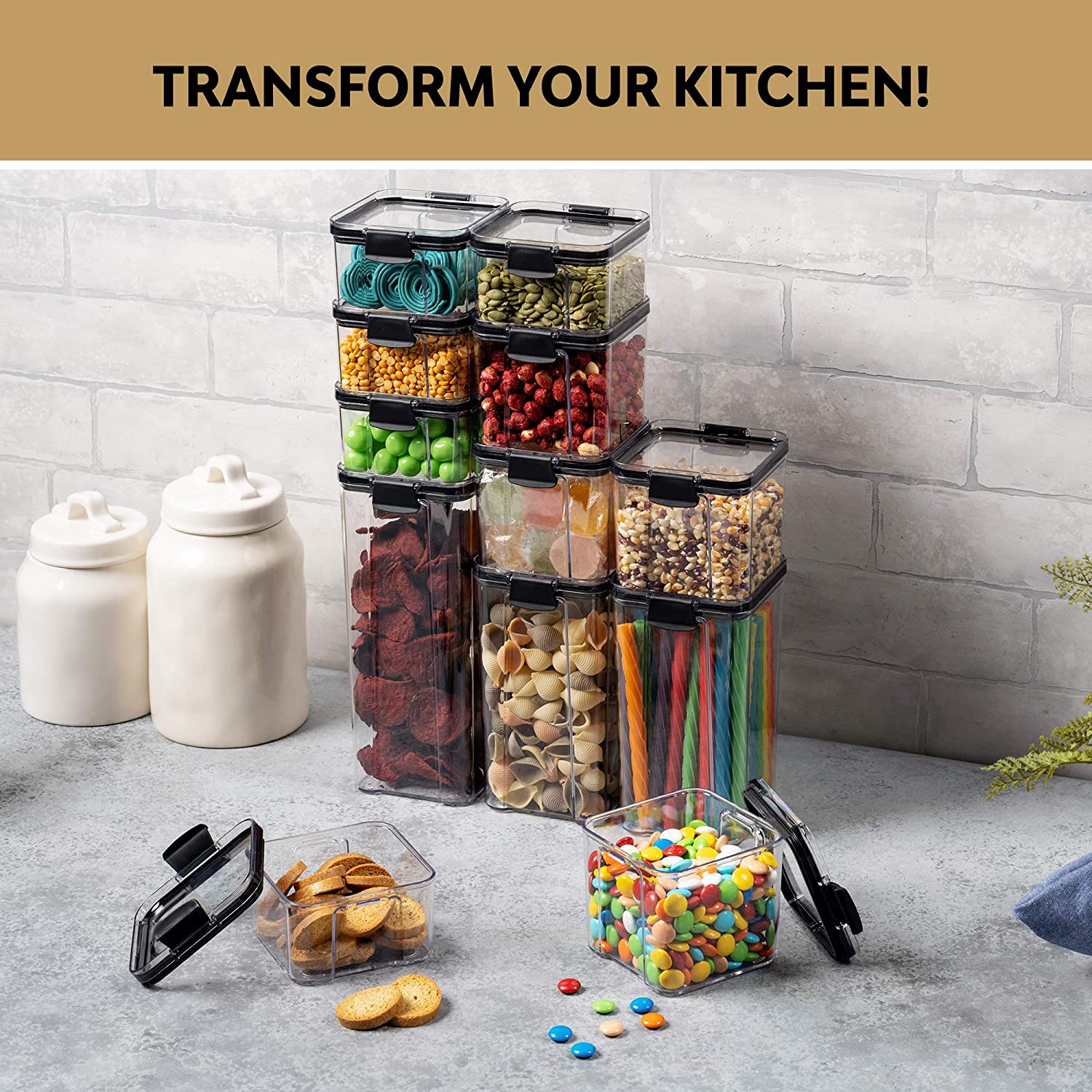 Airtight Food Storage Container Plastic Kitchen Refrigerator noodle Breadbasket Sugar Flour Baking Supplies Pantry organizer