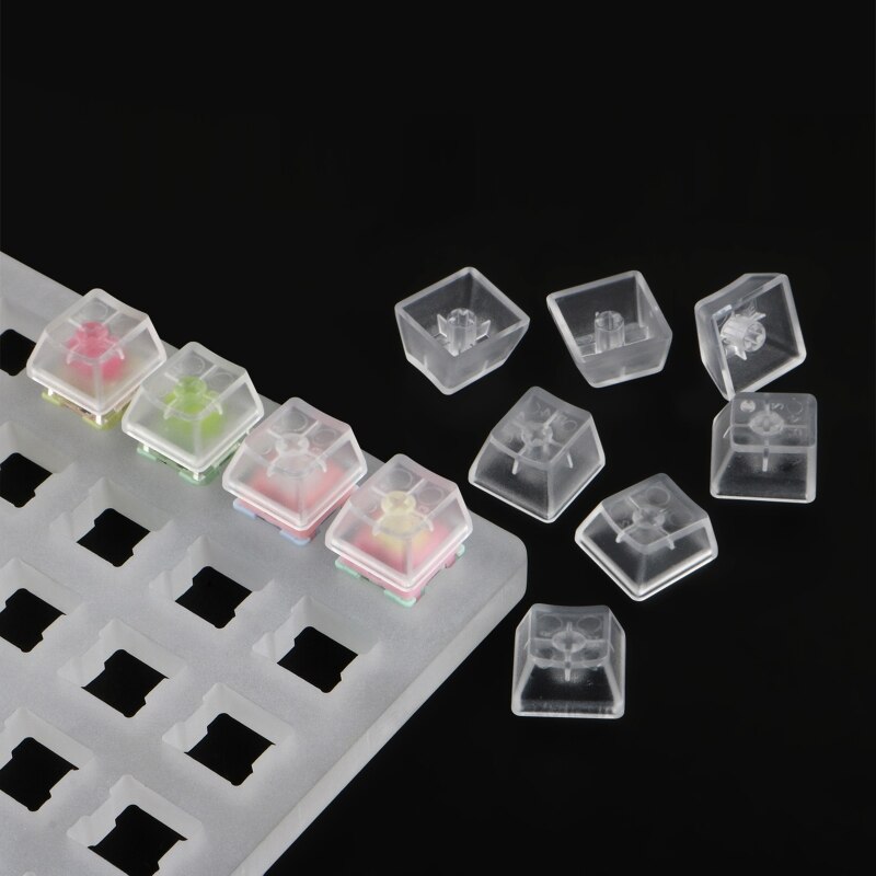 Crystal Keycaps, ABS Backlit Keycaps with Transparent Layer Cherry MX Compatible for Mechanical Keyboards, Full 10 Set