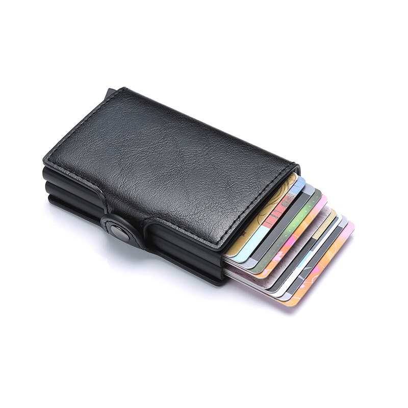 Antykradzieżowe etui na karty kredytowe Rfid Portfele Męskie skórzane pudełko aluminiowe Metalowe męskie torebki Małe etui na karty Minimalistyczny portfel