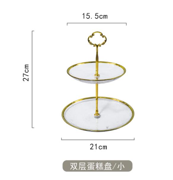 European-style two-layer/three-layer cake stand fruit snack dessert plate home hotel self-service tableware display stand glass: 2 layer S