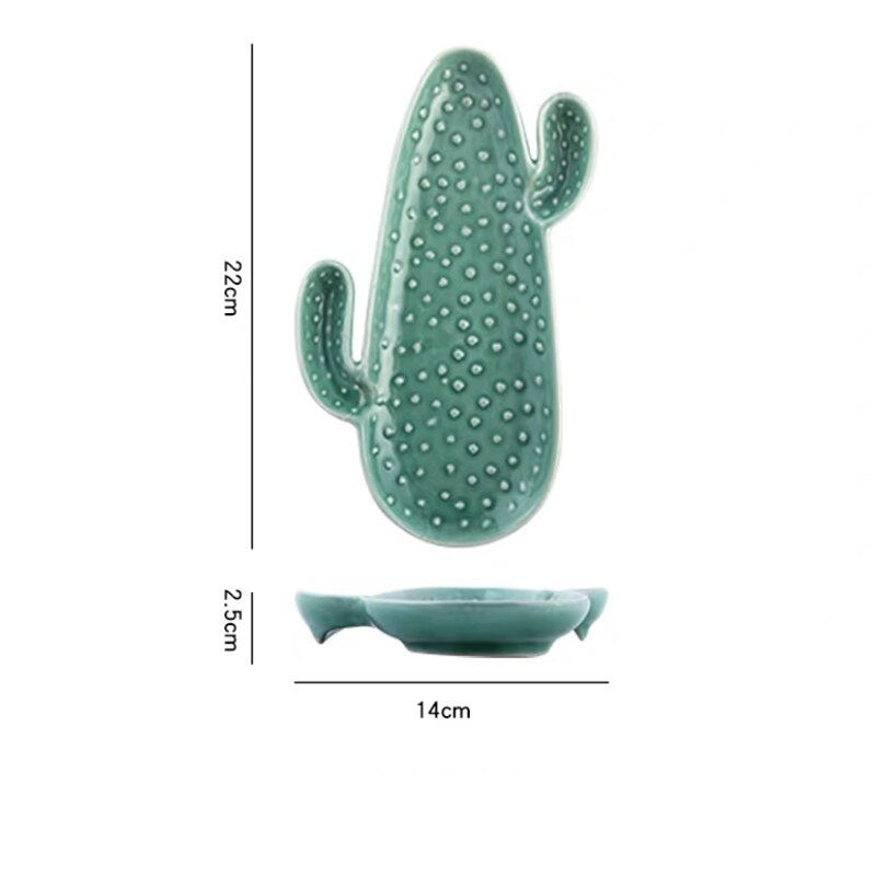 Vajilla de cerámica creativa de estilo nórdico, plato de cena con forma de Cactus y zanahoria, tazón de desayuno, plato de aperitivos para el hogar, plato de ensalada de fruta: Cactus C