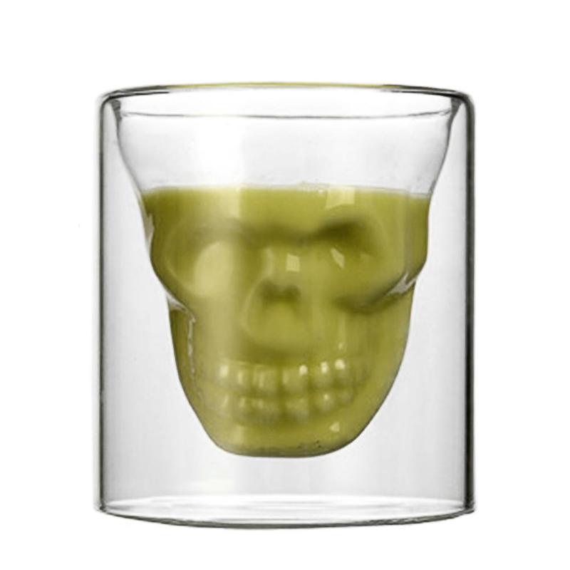 Skalle dubbel genomskinligt glas ölkopp öl whisky vin vodka kopp för hem bar fest hotell bröllop glas drinkware