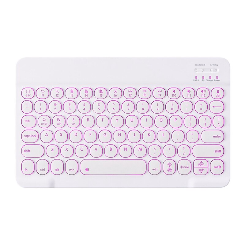 Ultra-Slanke Draadloze Bluetooth Toetsenbord Oplaadbare 7 Kleuren Verlicht Toetsenbord Voor Ipad Tafel Mac Ios Android Windows: Default Title