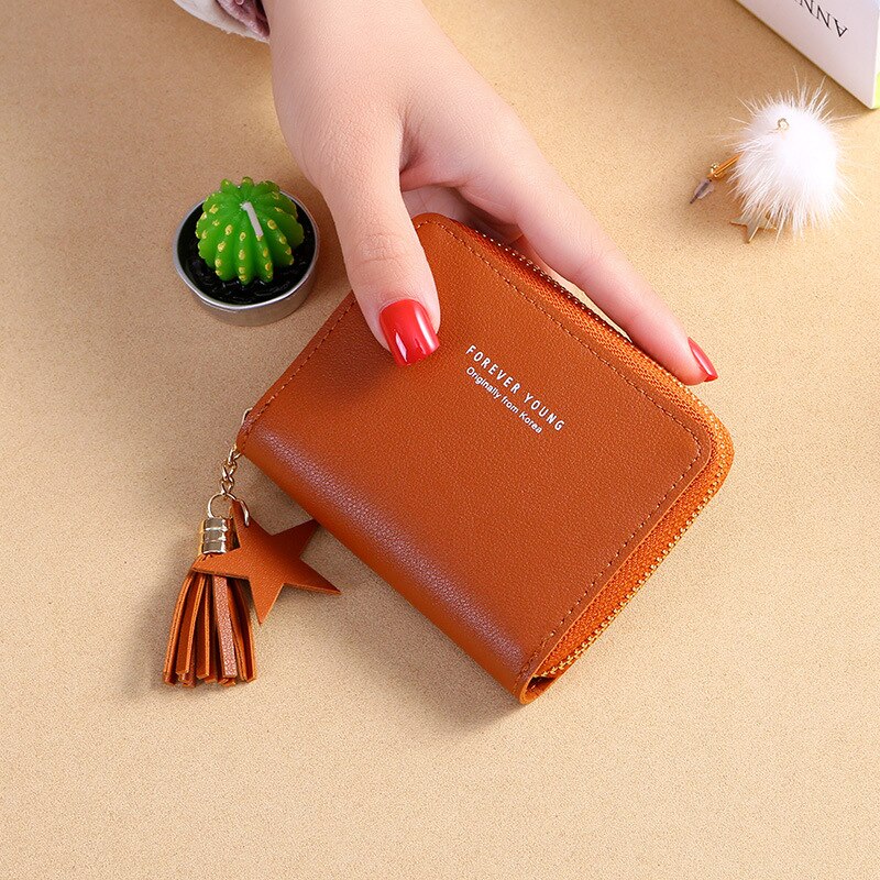 Damesportemonnee korte portemonnees voor vrouwen portemonnee portemonnee met rits clutch portemonnee dames kaarthouder luxe kleine clutch: Bruin