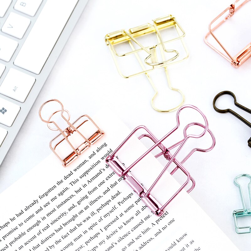 Dailylike 1PC Colorful Binder Clip Creasing Edges Metal Clip File Clips for School Office Medium Paper Clip Bookbinding Tool