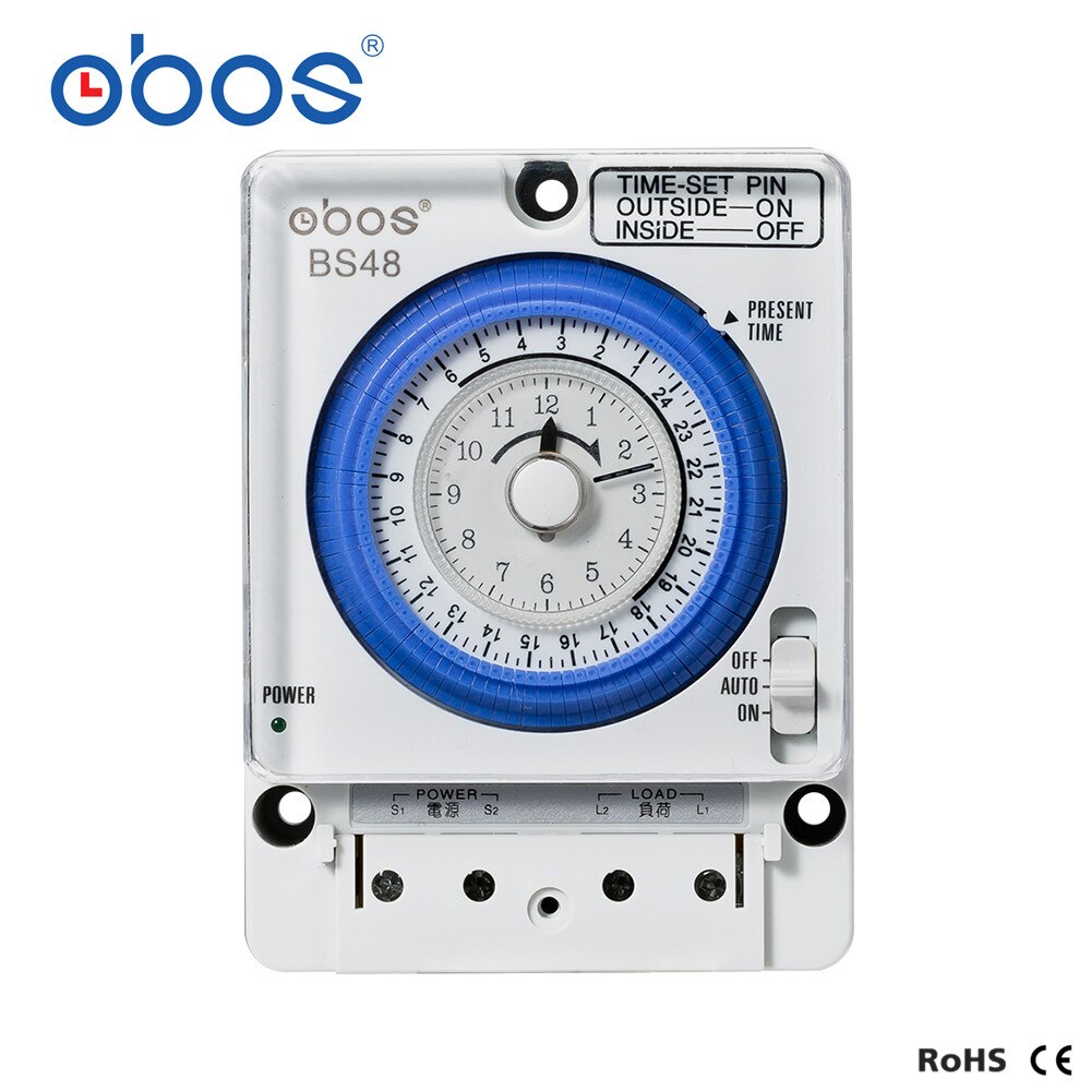 power failure memory AC100-240V timer mechanical din rail time switch with 96 times off /on time set range 15 min