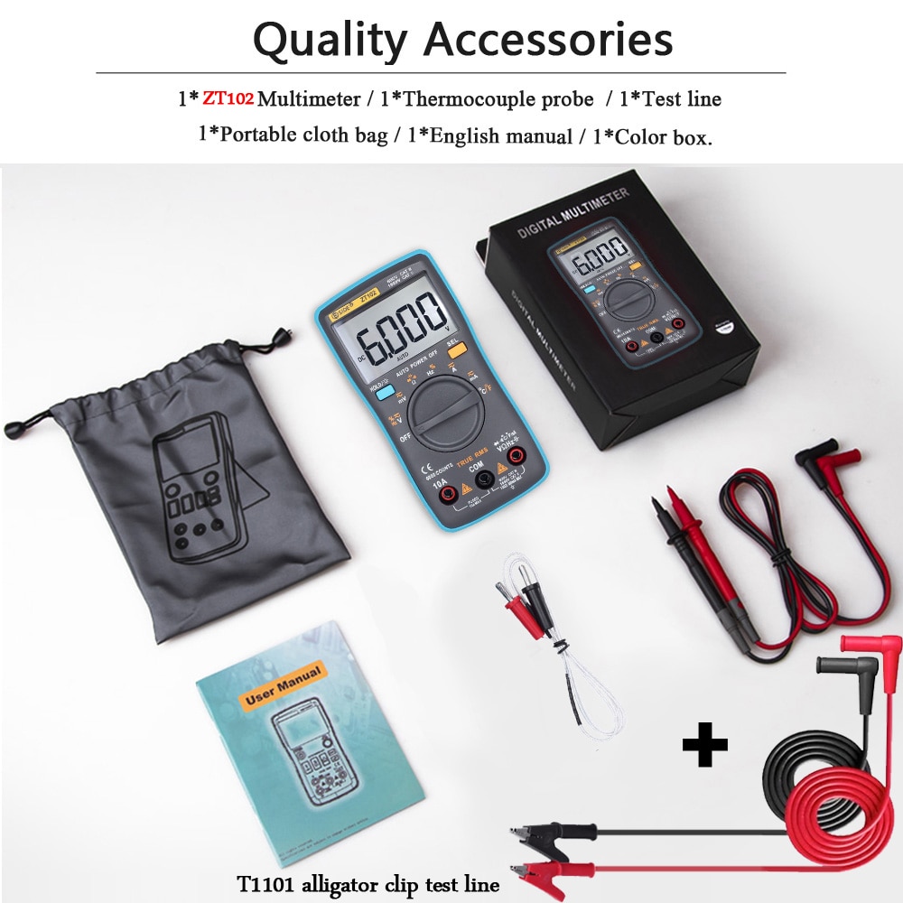 BSIDE Digital Multimeter Voltage Tester Multimetro With Continuity Frequency Resistance Capacitance Temperature Diode Test: Red