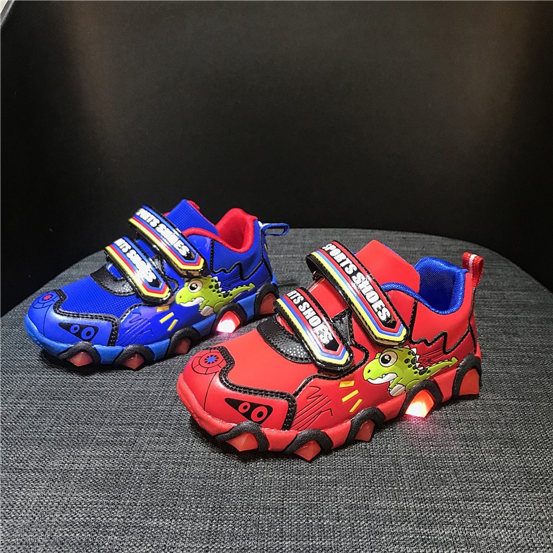 Baskets de Sport à lumières pour enfants | Nouvelles chaussures de Sport style dinosaure, baskets à la pour garçons et filles, taille 26-31