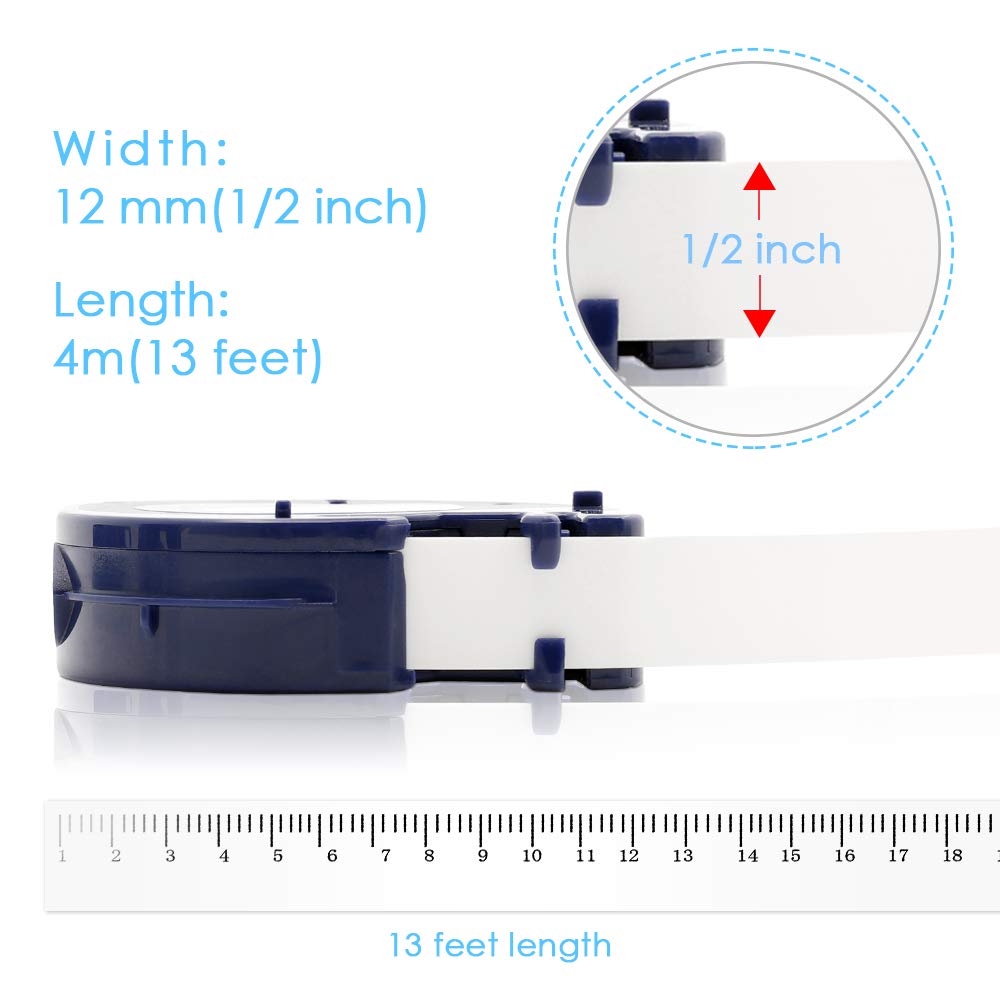 20PCS 91330 LT Label Tape 12mm*4m Compatible For Dymo Letratag Plastic 91200 91331 91201 12267 18769 18771 For LT-100H LT-100T