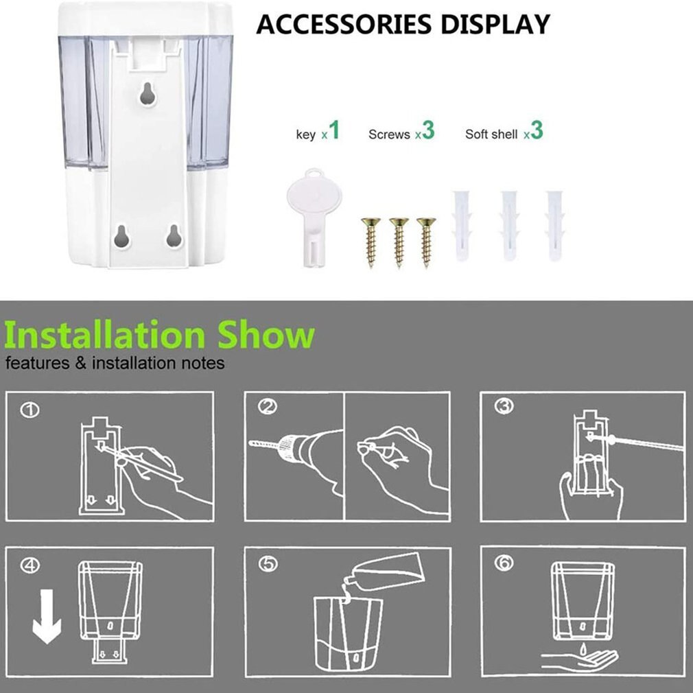 700ml automatisk sensor elektrisk vægmonteret flydende sæbedispenser badeværelse håndvask shower gel pumpe