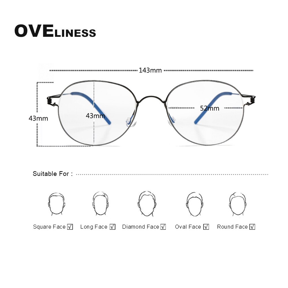 Titanium eyeglasses frames Round eye glasses frame men women Retro Optical Myopia Prescription glasses Korean Spectacles eyewear