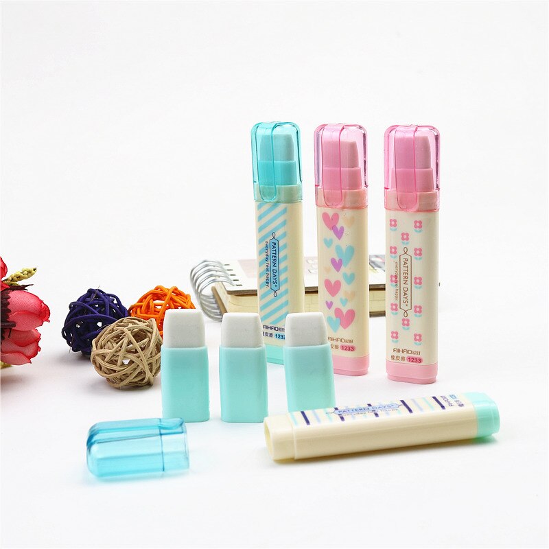 Built in 3 layer eraser Cute Student pencil Erasers and easy to wipe clean for kid drawing 2PCS/lot