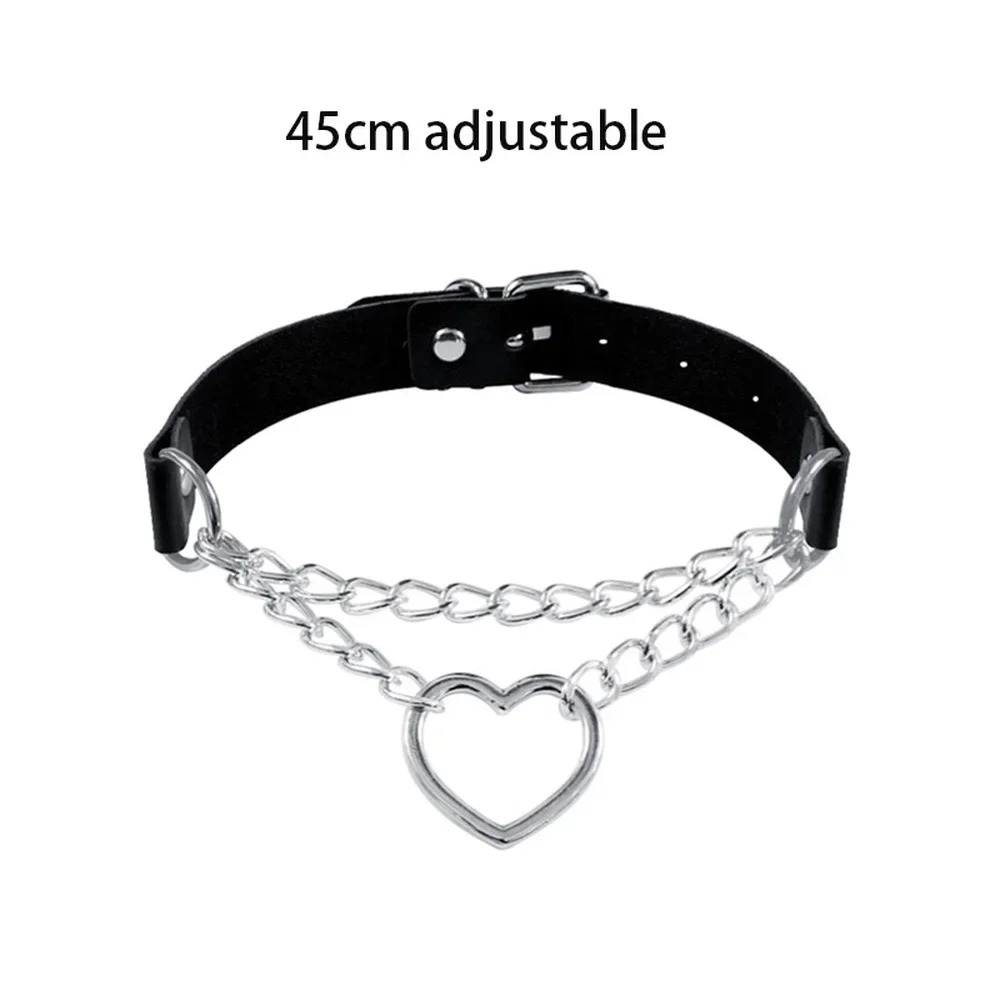 Harajuku Chocker Sexy Heart Lock Key Rivets Black Goth Punk Chokers Gothic Choker Naszyjnik dla kobiet Hip Hop Bondage Cosplay