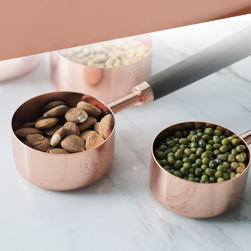 4 szt. Miedziane miarki zestaw kubków ze stali nierdzewnej ze skalą robić pieczenia