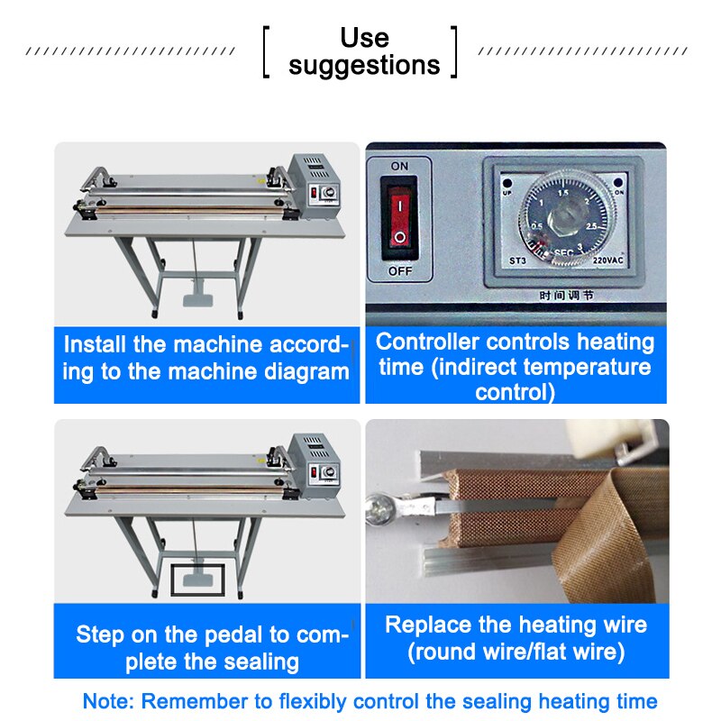 SF-400 Foot Pedal Impulse Plastic Bags Sealer Heat Package Sealing Machine Shrinking Equipment Economic Packaging Tool 110/220V