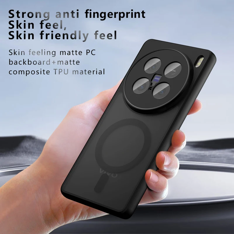 Funda Voor Vivo X100,X100s X100 Pro,X100 Ultra Case Schokbestendig Magnetische Matte PC + TPU Anti-vingerafdruk Transparante Cover