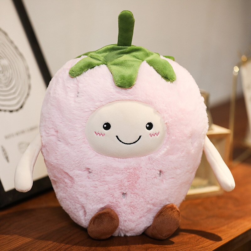 Coussin en peluche pour enfants, simulation de fruits, oreiller doux, jouets en peluche pour enfants, filles, bébé, canapé-lit, coussin de siège, décoration amusante: Fraise / Petit