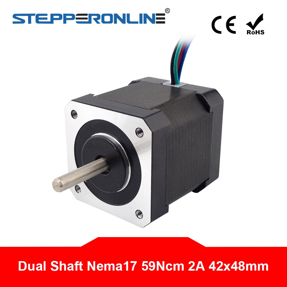 Dual Shaft Nema17 Stepper Motor 4-lead 48mm 59Ncm(83.78oz.in) 2A Nema 17 Step Motor for 3D Printer CNC XYZ