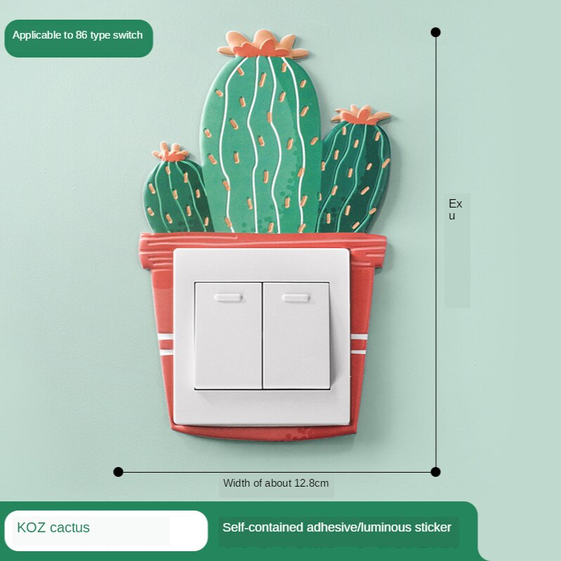 Luminous Cartoon Switch Sticker 3D Silicone On-off Switch Sticker DIY Decoration Fluorescent Livingroom Kids Room Switch Cover: Silver