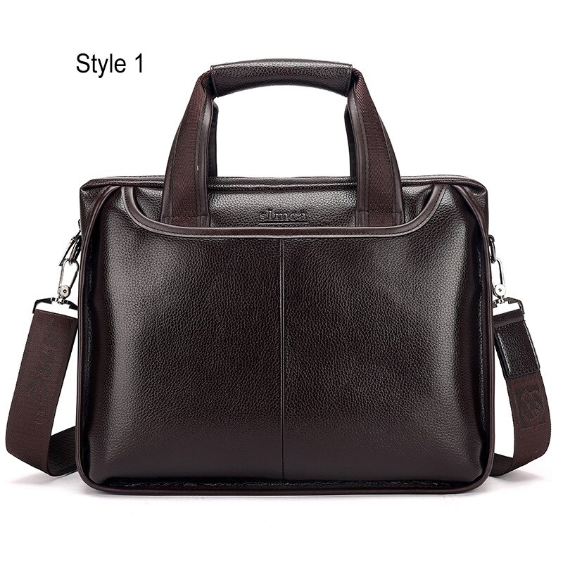 Leather Laptop Shoulder Bags Men Briefcase Messenger bolso hombre Crossbody Bags For Male Handbags Men's Briefcase XA621: Brown 01