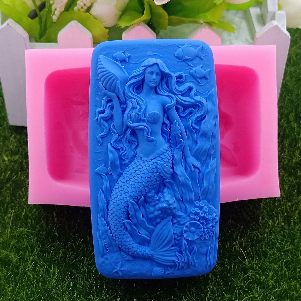 Mermaid Zeep Mal Zachte Siliconen Mal voor Bar Zeep Maken Chocolade Cake Hars Ambachtelijke Aromatherapie Gips Mallen