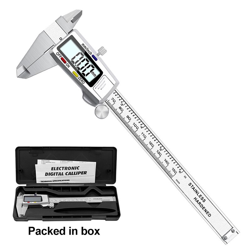 6 inch 0-150mm stainless steel electronic digital vernier caliper measuring accuracy micrometer: Calipers box