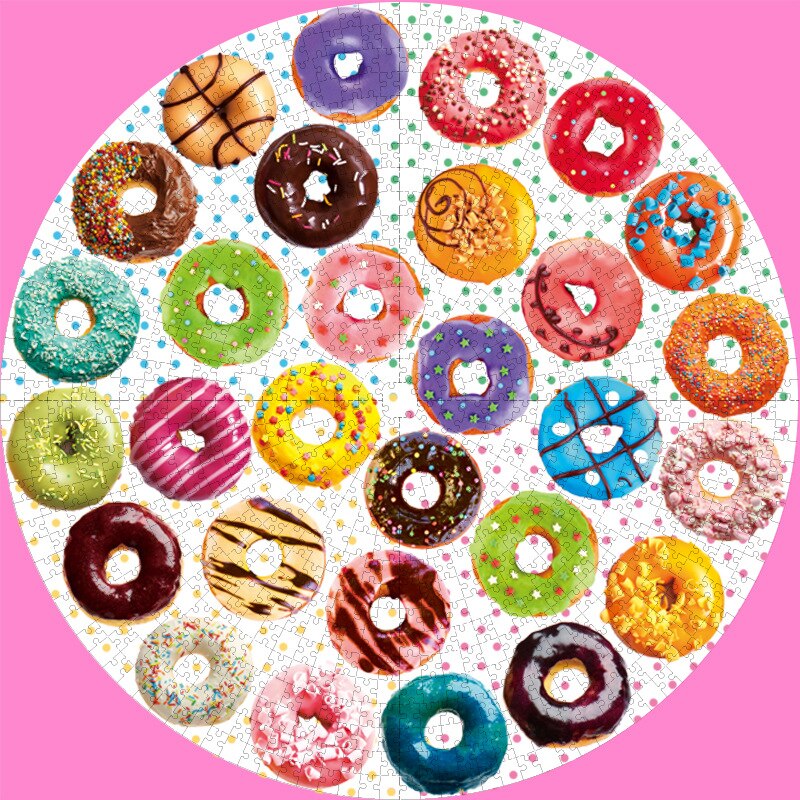 1000 Pieces Children Round Flag/Candy/Color/Donuts Kids/Adult Jigsaw Paper Puzzle Cartoon Learning Educational Toys for