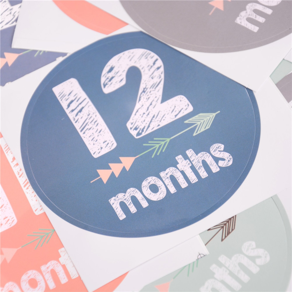 12pcs/set Month 1-12 Milestone Stickers Great Shower Or DIY Scrapbook Photo Toys Baby Monthly Photograph Stickers