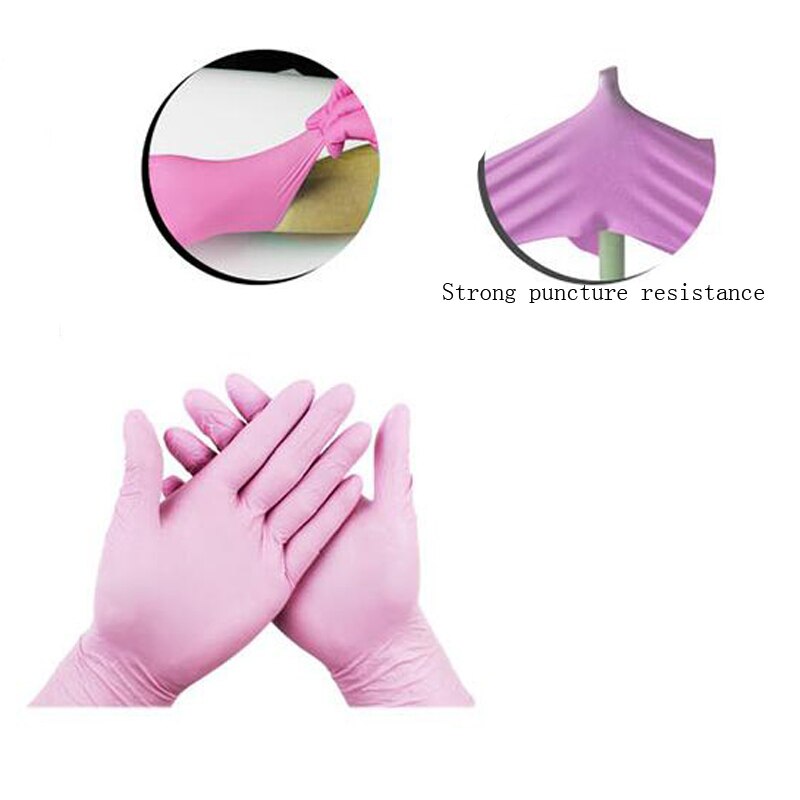 Guantes desechables de látex de goma Rosa dingqing, guantes de comida experimentales resistentes al ácido y a los álcalis para catering, belleza dental
