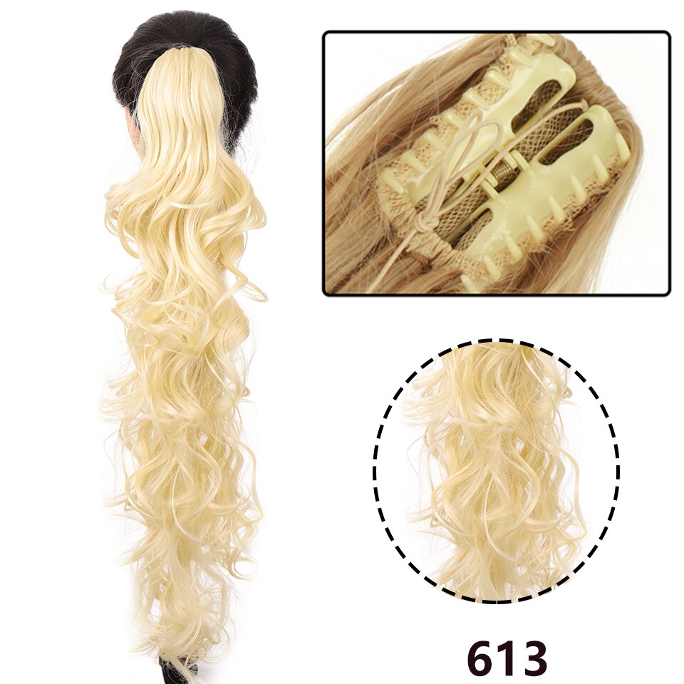 SEEANO Synthetic Claw Clip Ponytail Hair Extension Big Wave Ponytail Hair Extension Ladies Ponytail Wig Yellow Black Brown: 4/30HL