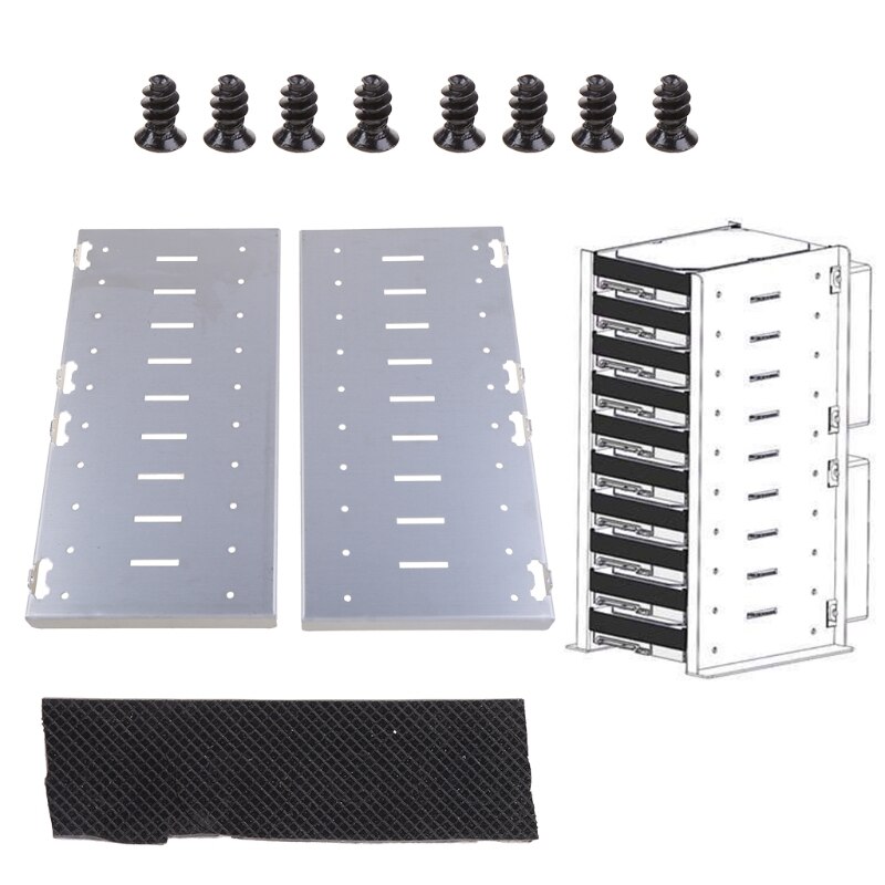 Gabbia per disco rigido 10 alloggiamenti HDD Array Classic HDD staffa impilabile con 4. Ventole da 72 pollici staffa SSD alluminio antiruggine