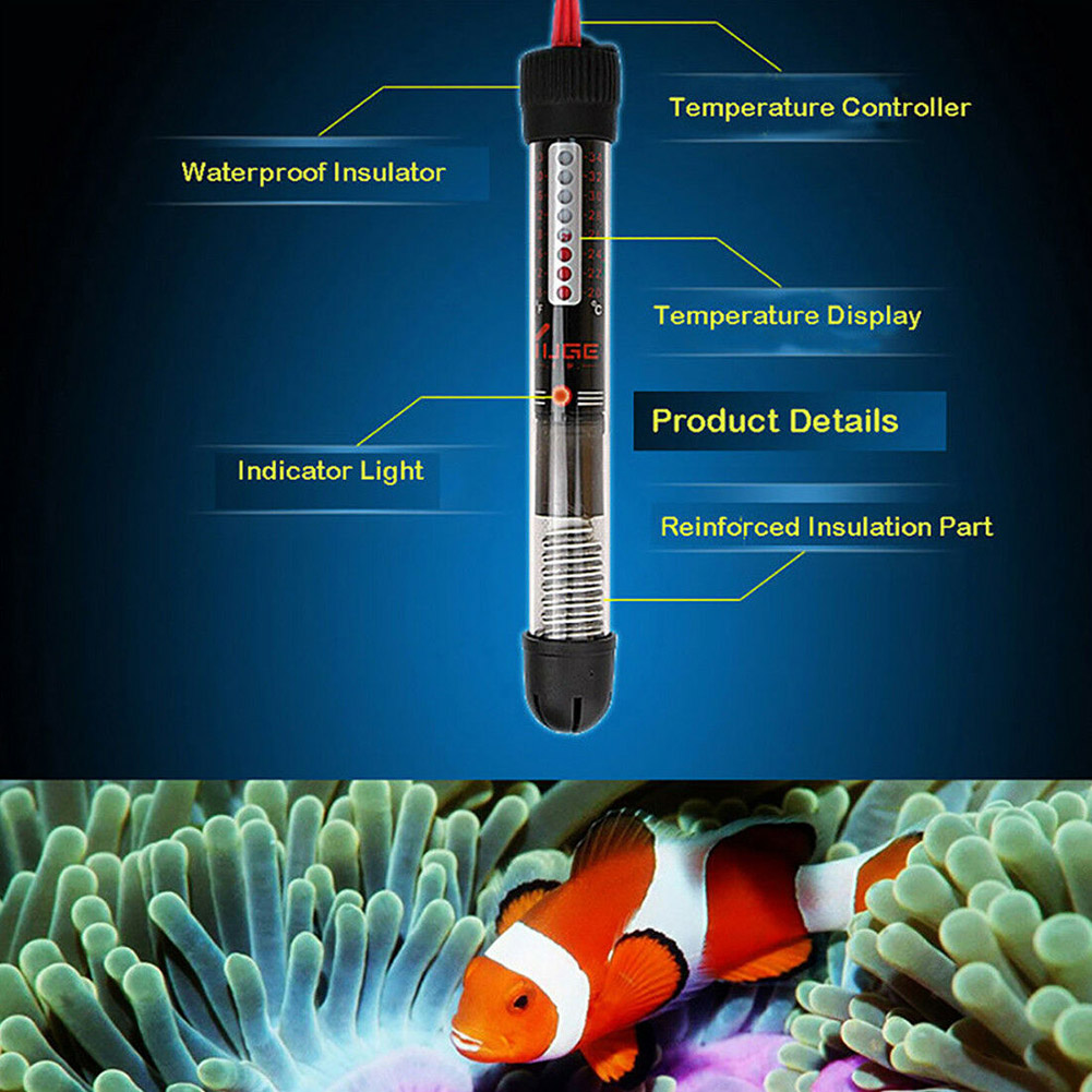 High Mini Fish Tank Heater Submersible Adjustable Water Heater Stick 25/50/100/200/300W LG66