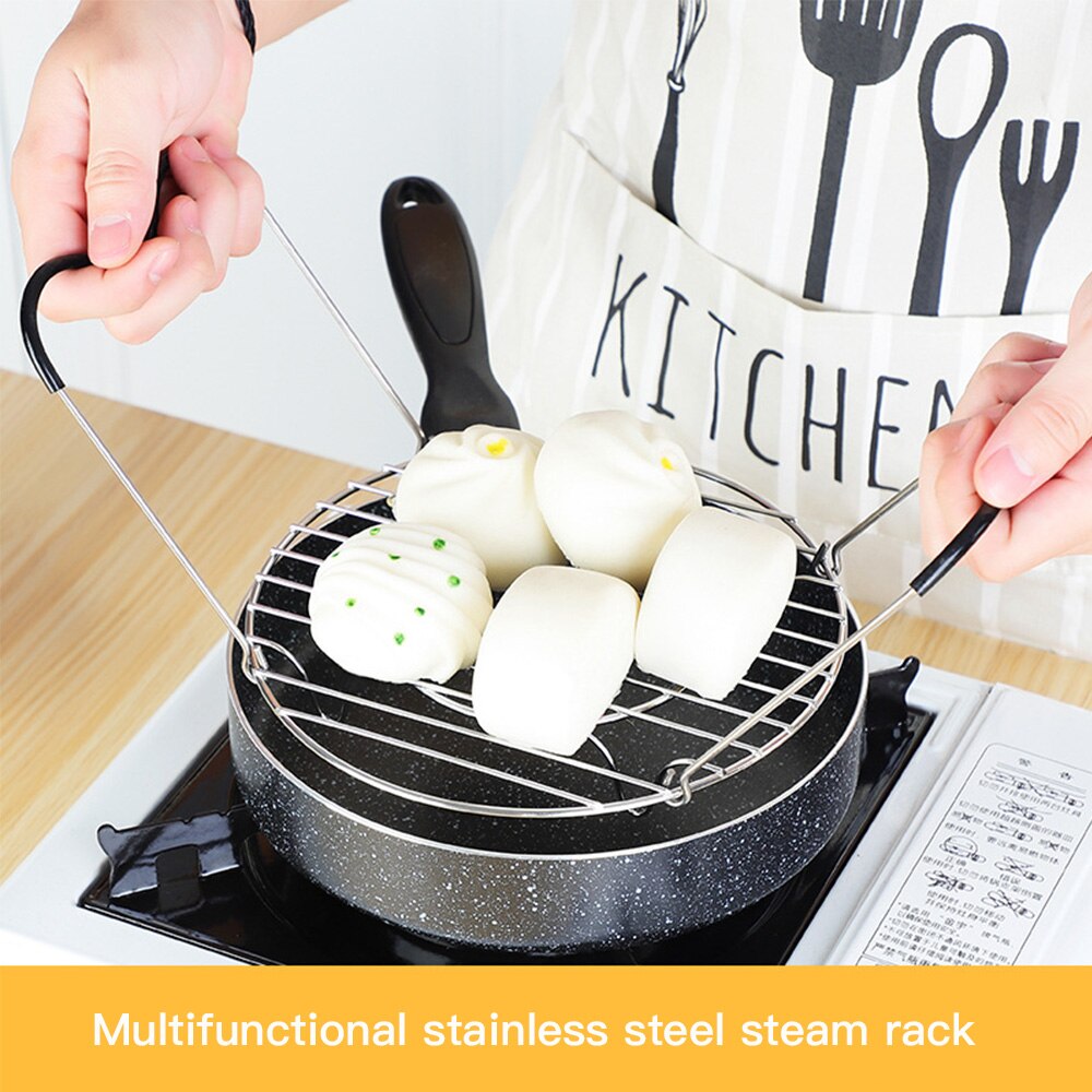 Siliconen Handvat Koken Keuken Roestvrij Staal Kookgerei Opslag Eieren Stoomboot Rack Accessoires Thuis Tool Mand Stand