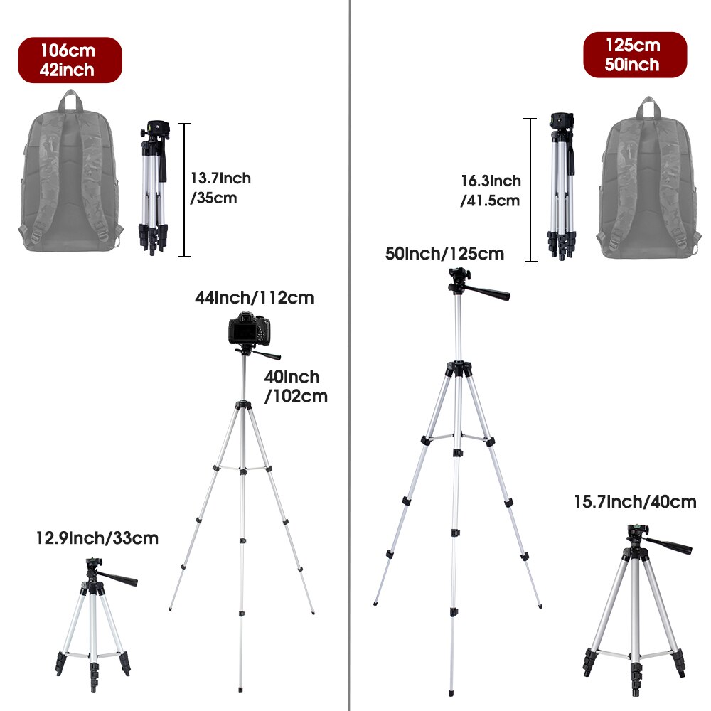 Statief Voor Telefoon 42 Inch/106Cm Met Afstandsbediening & Telefoon Houder, lichtgewicht Reizen Statieven Voor Telefoon/Camera