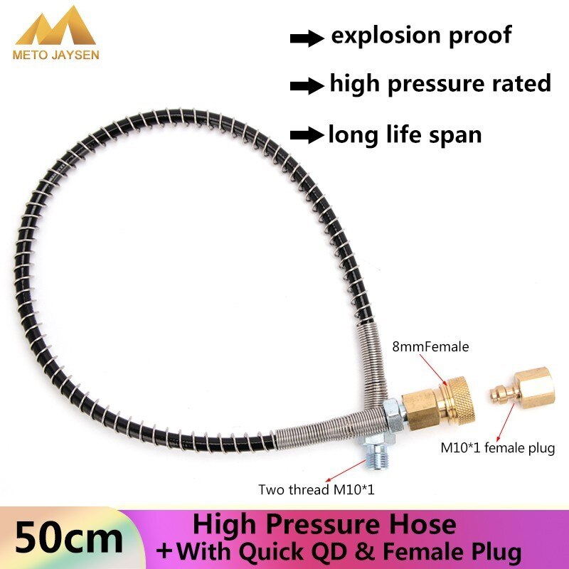 50CM M10x1 Nylon Hose High Pressure Hose with Thickened Quick Disconnect and Copper Female Plug for Air Refilling 300Bar 4500Psi