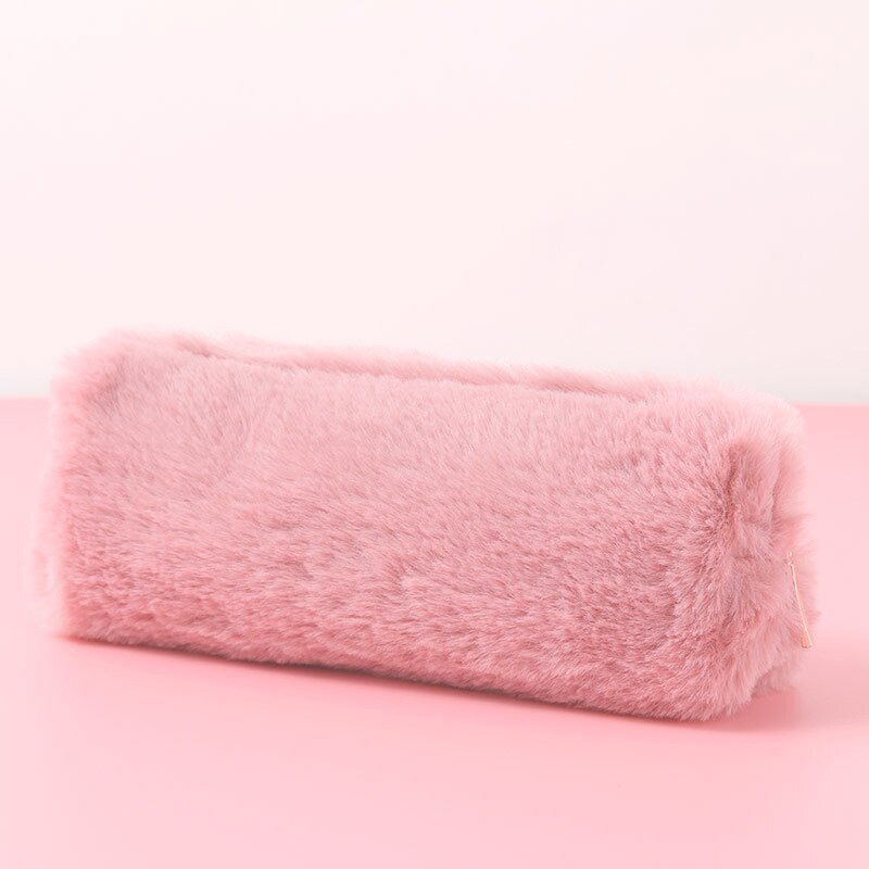 Pink Plush Kawaii Pencil Case Cute Lovely Pencil Case for Girls Student Pencil Bag Stationery Pencilcase Pen Bag School Supplies: Dark Pink