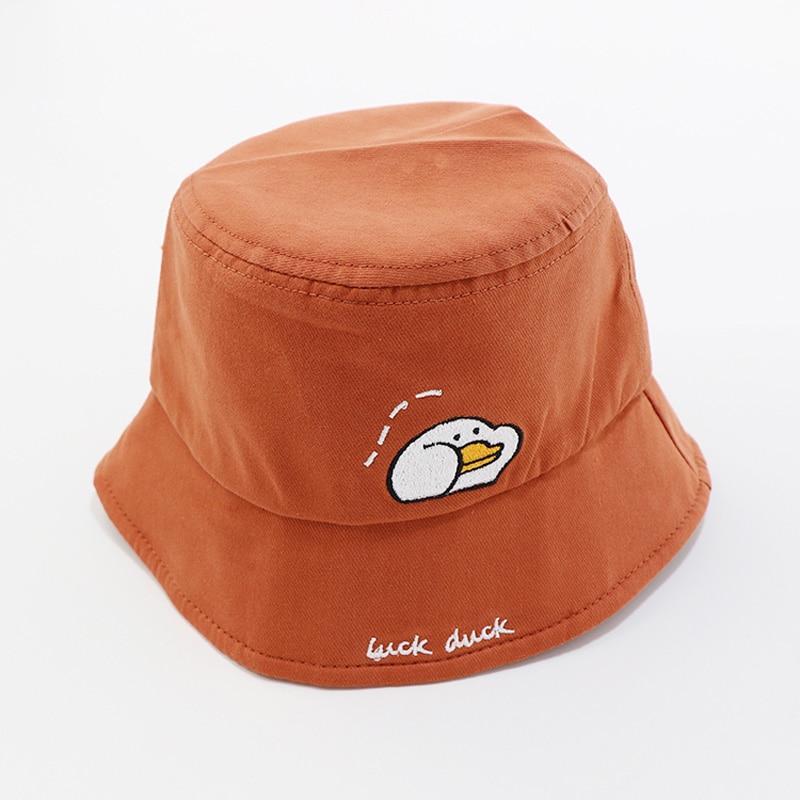 Vår sommar härlig tecknad baby hattar barn pojkar flickor strandmössor bomull sol hattar fiskar hattar: Orange