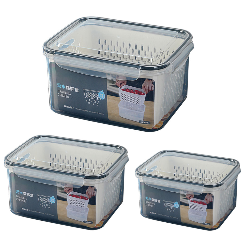 Égouttoir à légumes et fruits, boîte de rangement de cuisine, réfrigérateur pour garder au frais, bac à légumes et fruits, panier en plastique multifonctionnel