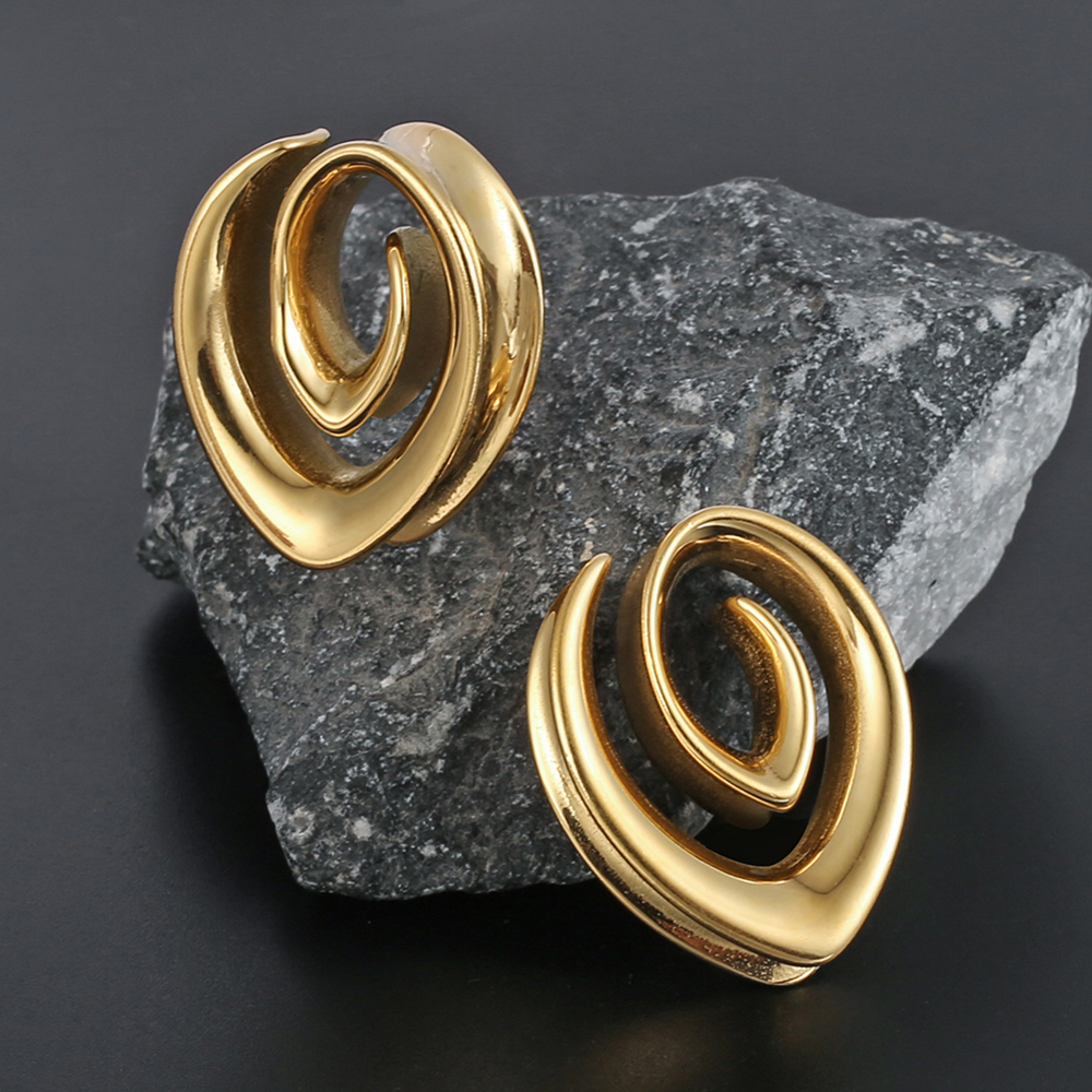 Twolobes, 2 uds., tapones de sillín simples en espiral, perchas, túneles, medidores para lóbulo estirado, Piercing en la oreja, joyería corporal para mujer, dilataciones