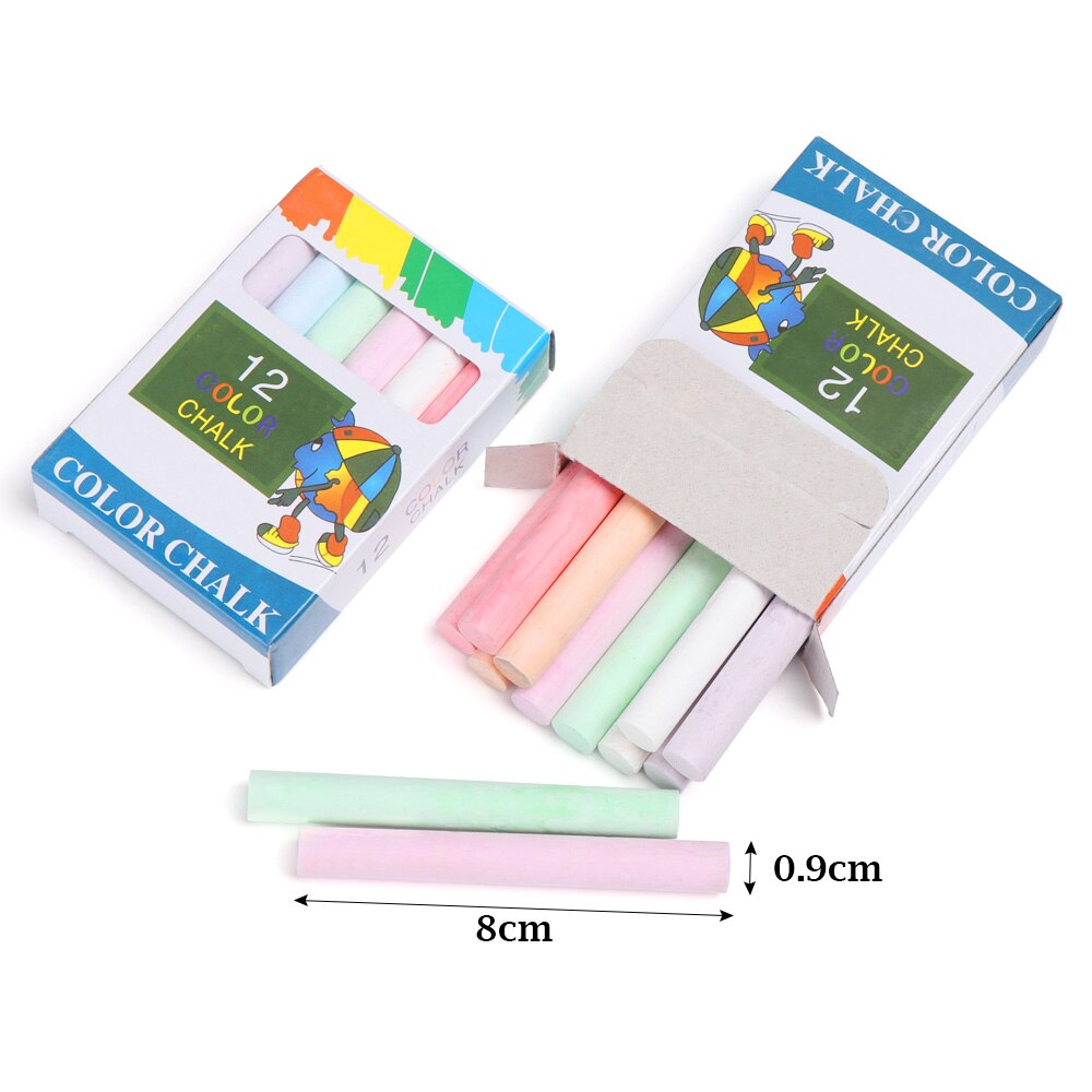 12Pcs/Box Colourful Kids Dust-free Chalks Drawing Pen Graffiti Chalk Kids School Supplies Educational Accessories