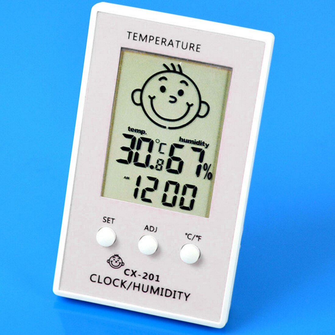 Digital LCD Hygrometer Thermometer Cute Baby Smile Face Humidity Meter indoor Weather Station Tester Temperature clock: White