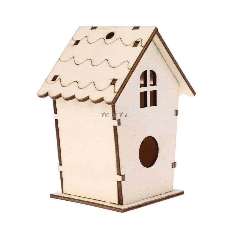 Natural Wooden Bird House Nest Wall-mounted Garden Outdoor Bird Cage Box