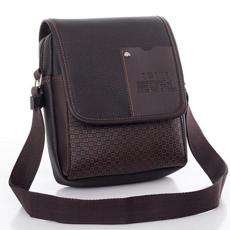 vintage Man bag shoulder crossbody bags for men messenger bag man leather Pu plaid small male handbags black L4-3333