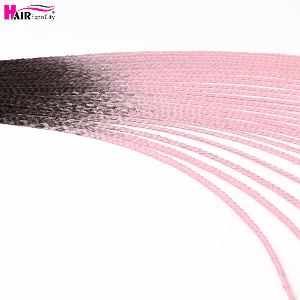 Extensions de tresses synthétiques au Crochet ombrées, 24 pouces, en fibres résistantes à la chaleur, 24 racines/paquet, style rose et bleu, Expo City