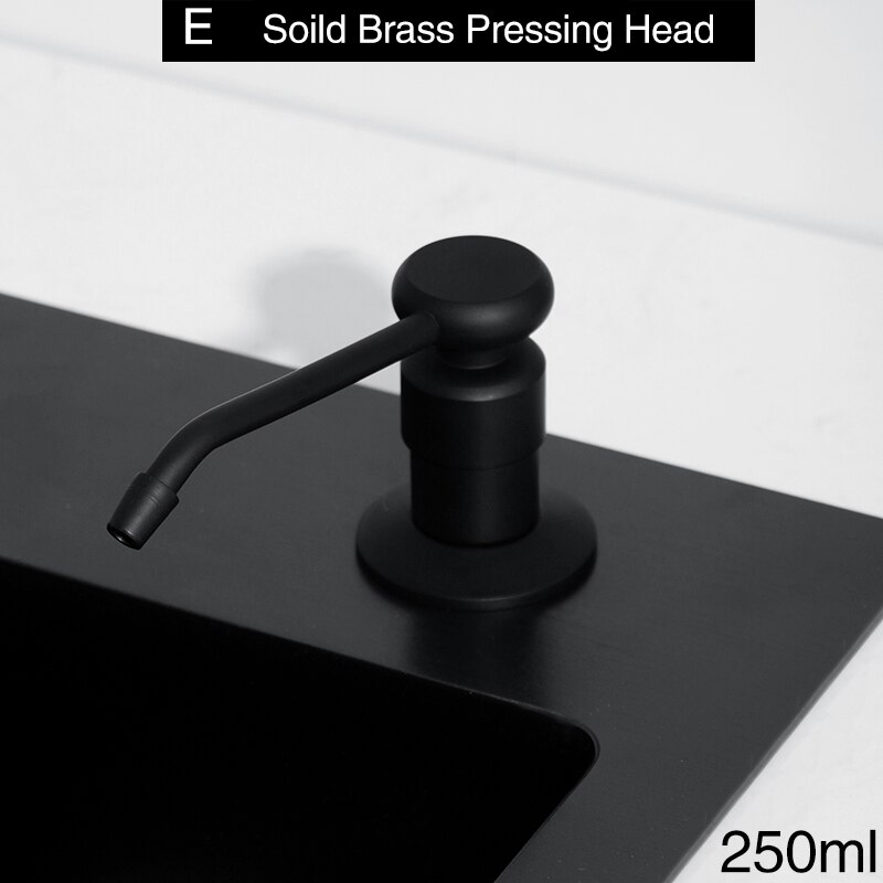 250ml kitchen sink soap dispensers pump brass + ABS plastic bottle liquid hand wash black kitchen sink soap dispenser: E