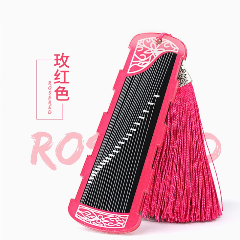 Guzheng Accessories with Tassel Guzheng Nail Storage Board Pipa Nail Tape Wrapped Card: Rose red