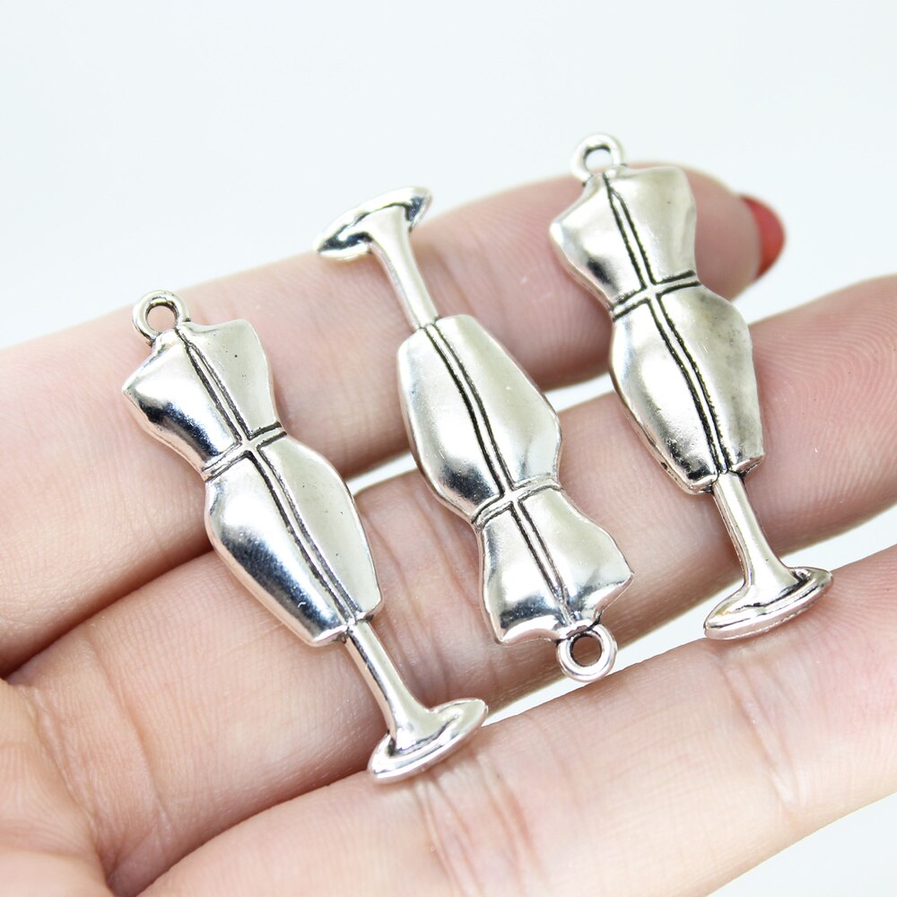 10 stück/einstellen damenkleideranhänger in antiksilber-optik, schneiderpuppen-anhänger, ohrringe, halskette, diy-schmuckherstellungszubehör