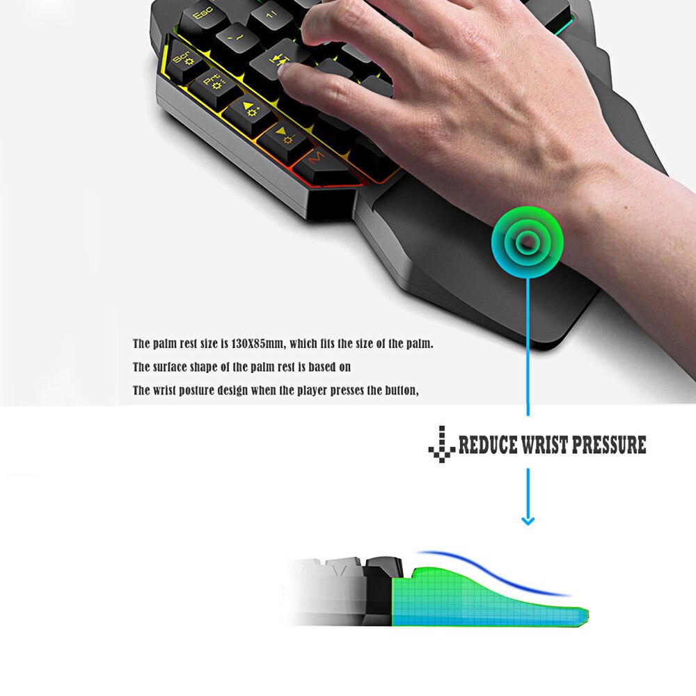 Keyboard Mouse Combos Ergonomic Multicolor Backlight One-Handed Game Keyboard Mouse Set For Home Gamer Gaming Kit