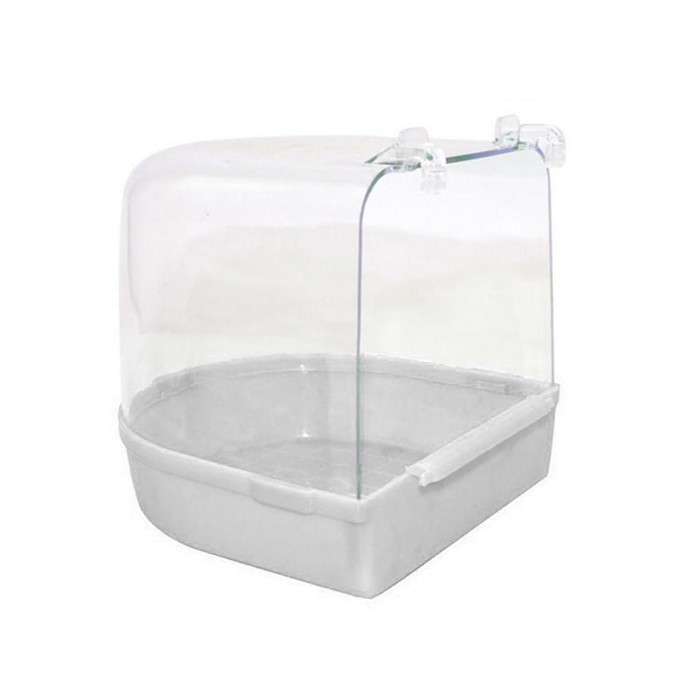 Burmonterad liten fågel papegoja undulat husdjur runda handfat dusch badkar kit papegoja fågel badkar papegoja badförnödenheter 1pc: Vit