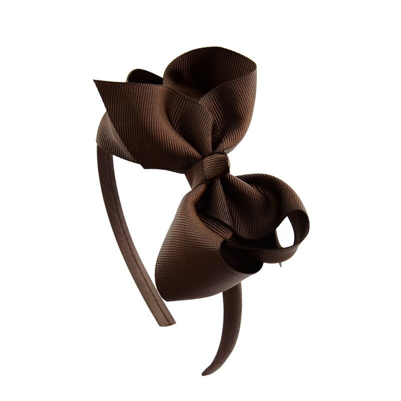 Cinta para el pelo de grogrén para niña, diadema bonita hecha a mano, lazo sólido, 20 colores, 4 pulgadas, accesorios para el cabello para niña: Chocolate